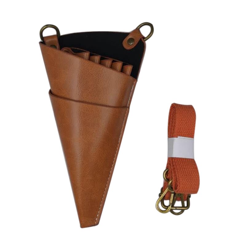 Newest Faux Leather Scissor Bags Hairdressing Crossbody Bag Barber Scissor Storage Bag Hair Scissors Comb Bags: Brown