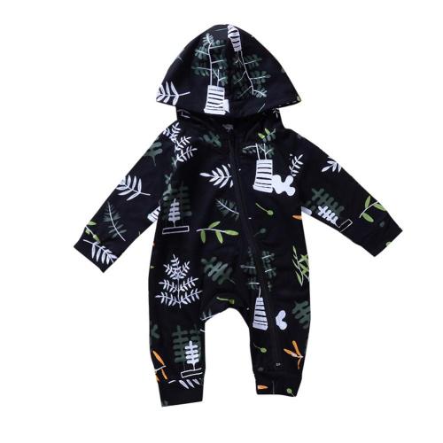 Verkoop 50% Mode Herfst Baby Meisjes Jongens Lange Mouwen Hooded Bladeren Romper Jumpsuit: 0 to 6Months