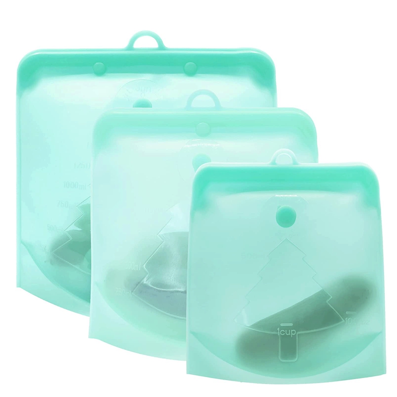 2er Pack Silikon-Lebensmittel beutel 1500ml 1000ml 500ml auslaufs ichere Behälter wieder verwendbarer frischer Beutel Lebensmittel-Aufbewahrung beutel Gefrier beutel Snack behälter