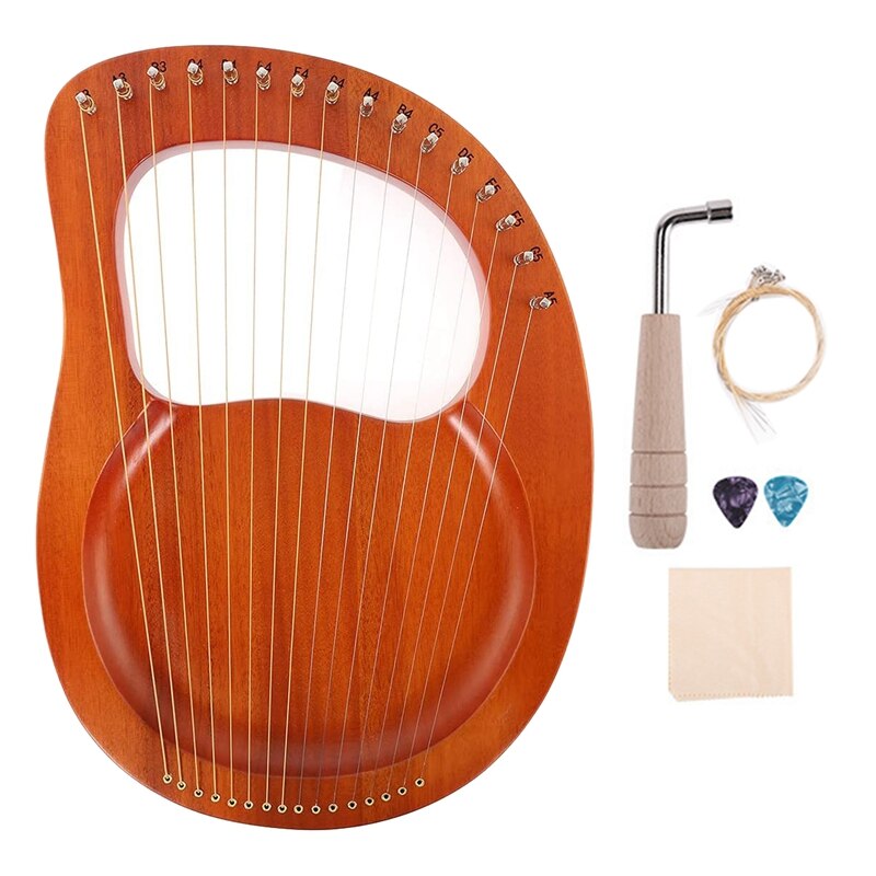 16 String Lyre Harp Mahogany Lyre Harp With Tuning Wrench Mini Harp For Kids And Adults Bbeginner Music Lovers Best: Default Title