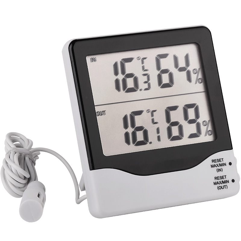 In & Out Two Channels Thermo-Hygrometer Digital LCD Electronic Temperature Humidity Meter Weather Station Thermometer Hygrometer