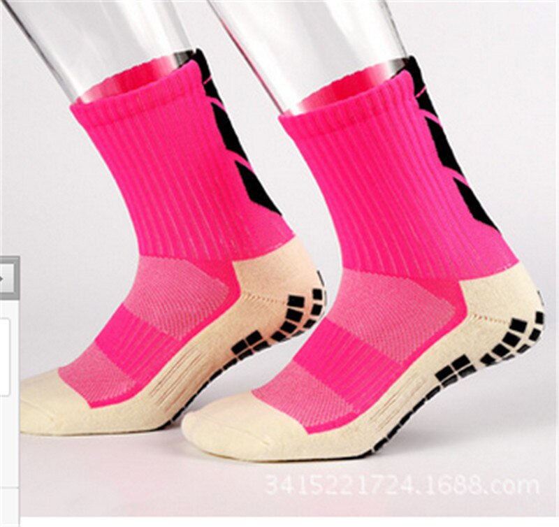 Voksen udendørs fodboldcykel sokker skridsikre slidstærke åndbare sports mænd fodbold sokker absorberer sved kvinder sports sokker: Lyserød