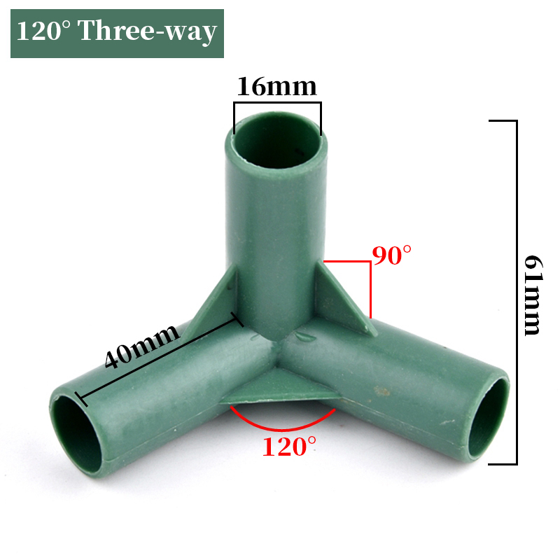 16mm Plant Flower Stand Connector Gardening Plant Stakes Edging Corner Connection Wardrobe Greenhouse Frame Building Fittings