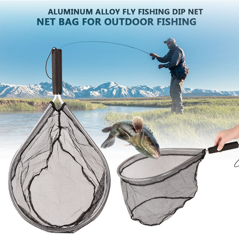 Vliegvissen Netten Netto Visgerei Visnet Duurzaam Draagbare Aluminium Zwart Vouwen Visnet Vis Lijn Dip Kooi