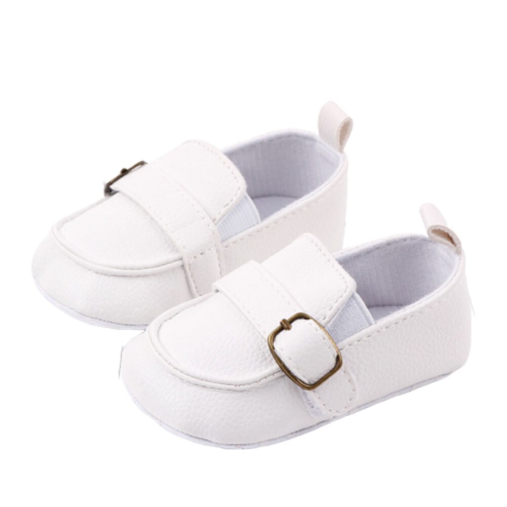 0-18m baby eerste loopstoeltjes 1 paar baby meisjes jongens schattige stevige schoenen erwten schoenen pu leren babyschoenen zachte onderkant peuter