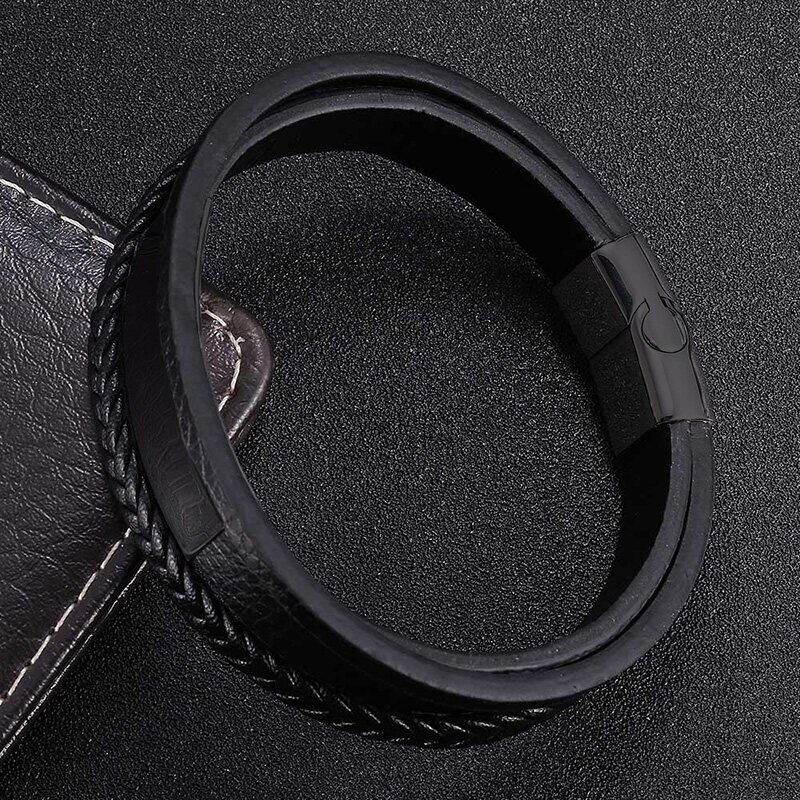 Classic Multilayer Cross Lederen Gevlochten Armband Mannen Vrouwen Rvs Magnetische Gesp Armband Casual Sieraden