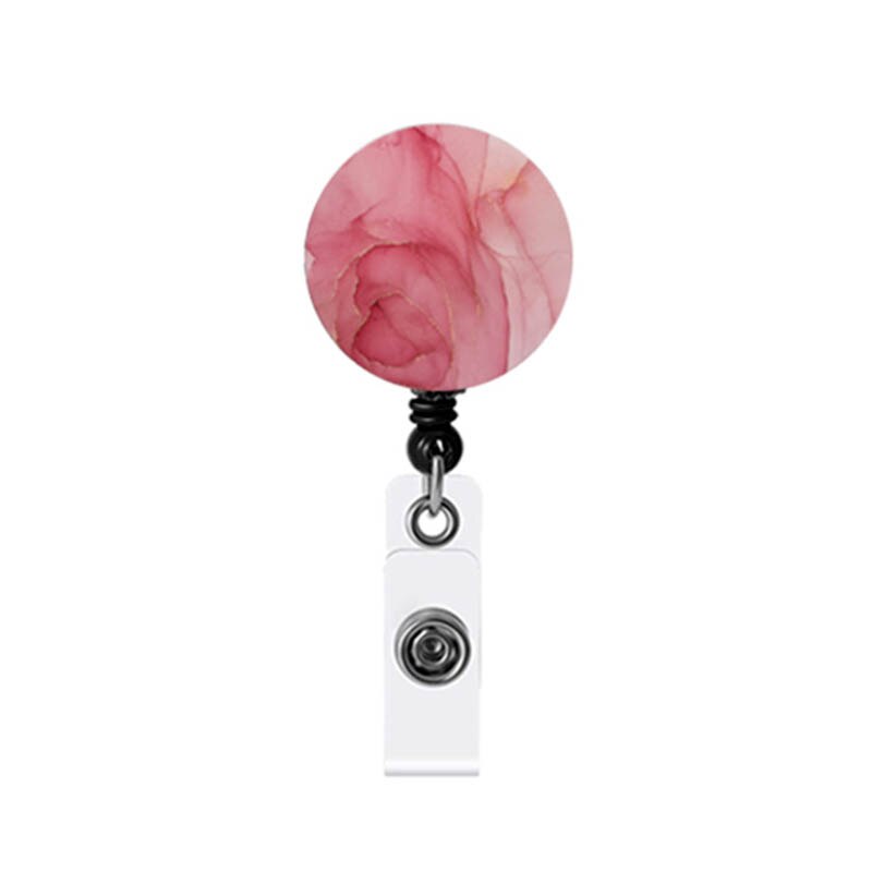 Rood Marmer Verpleegkundige/Arts Badge Reel Badge Houder Clip Intrekbare Id Badge Houder Met 360 Roterende Alligator Clip: 3