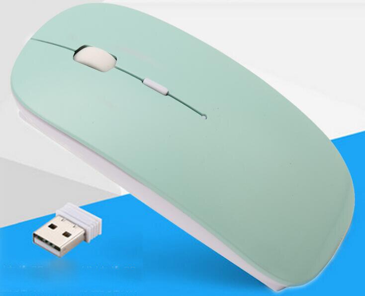 Rechargeable USB Wireless Silent Mute Gaming Mouse Ultra Thin Mice for Macbook Android Apple Notebook PC: blue