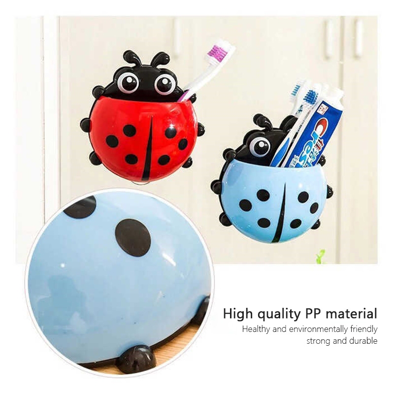 1PC Cute Ladybird Beetle Toothbrush Toothpaste Shelves Pencil/Pen Storage Holders Racks Children bathroom accessories для дома
