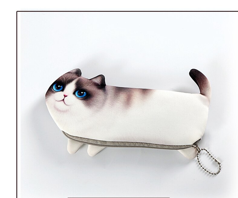 Verbesserte Simulation Fisch Katze Geldbörse Weichem Stoff Bleistift Fall Tasche Kawaii Stift Fall Box für Kinder Geburtstag Schule schreibwaren: cat 1