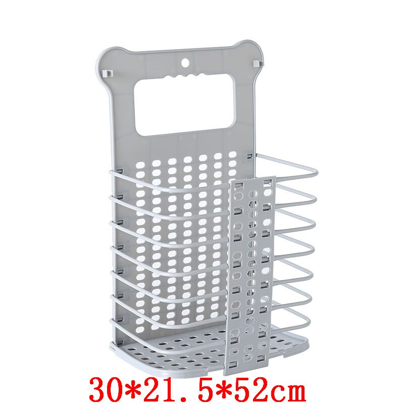 Portable Wall Hanging Laundry Basket Underwear Socks Barrel Bucket Clothing Storage Bag Foldable Bathroom Laundry Organizer: Grey L