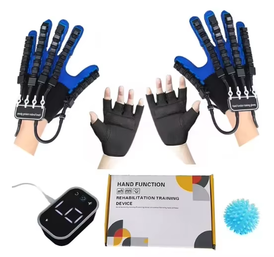 Luvas de treinamento de reabilitação de mão luvas de robô de reabilitação acidente vascular cerebral hemiplegia massagem inteligente função de mão luvas de robô: Vinho Tinto / EXTRA GRANDE