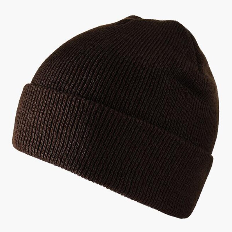 Mode Effen Kleur Gebreide Mutsen Hoed Winter Warm Ski Hoeden Mannen Vrouwen Multicolor Caps Zachte Elastische Cap Sport Bonnet: Bruin