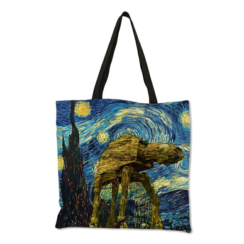 Borsa moda notte stellata pittura Van Gogh Tote borse donna riutilizzabile Shopping convenienza borse da viaggio pieghevoli da spiaggia