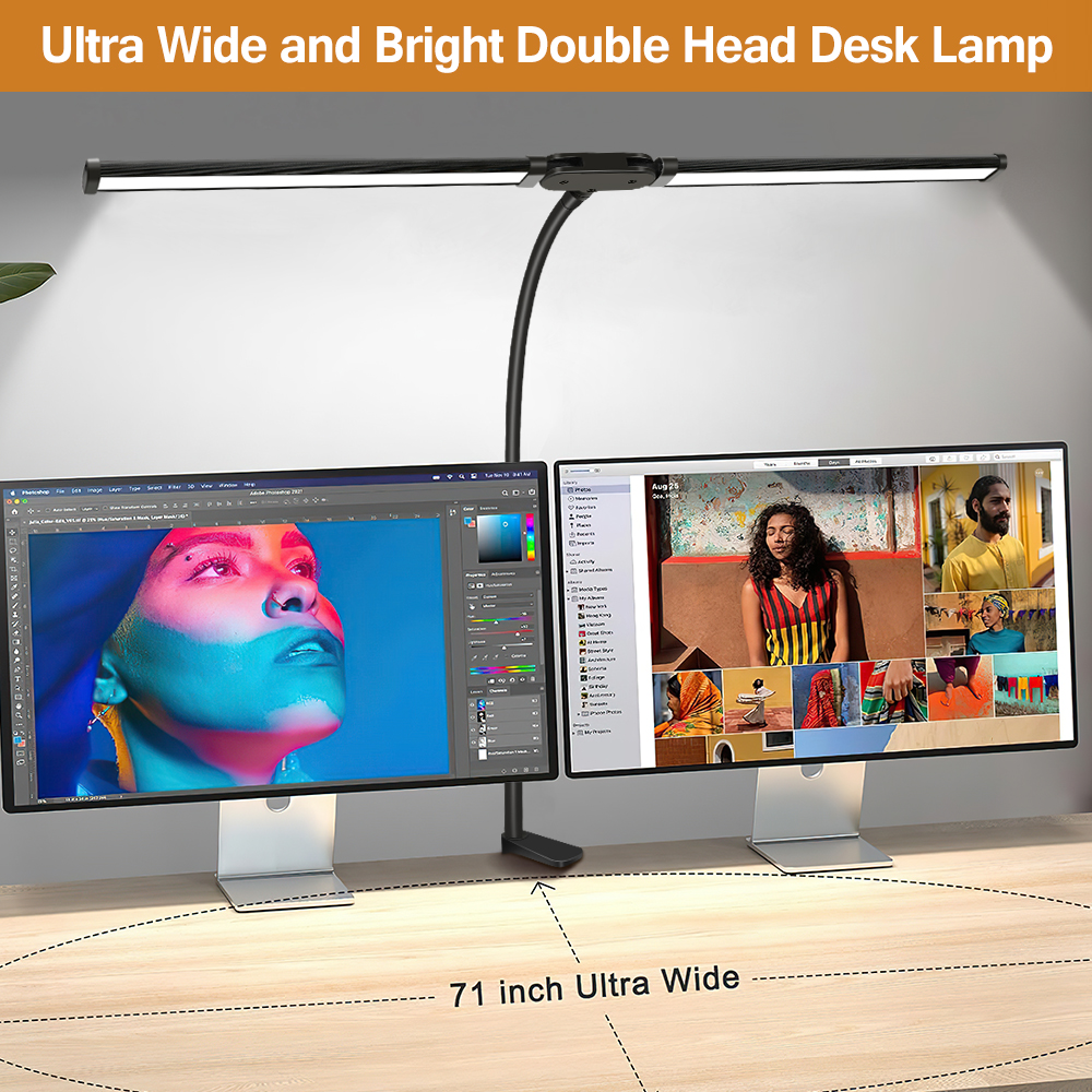 Dubbelkoppige LED-cliptype afstandsbediening bureaulamp leeslamp desktop bureaulamp architectonische bureaulamp met 5 kleurmodi a