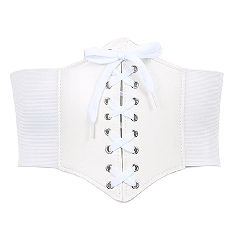 Corsé de cuero PU ancho para adelgazar, cinturón moldeador de cuerpo, cinturón de cintura, debajo del pecho, accesorios de construcción de cuerpo,: Style1 White