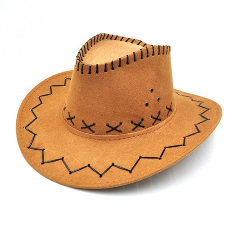 Unisex cowgirl cowboy hat til børn børn dreng pige klassiske fest kostumer afslappet western halloween børn hat: Kamelfarve