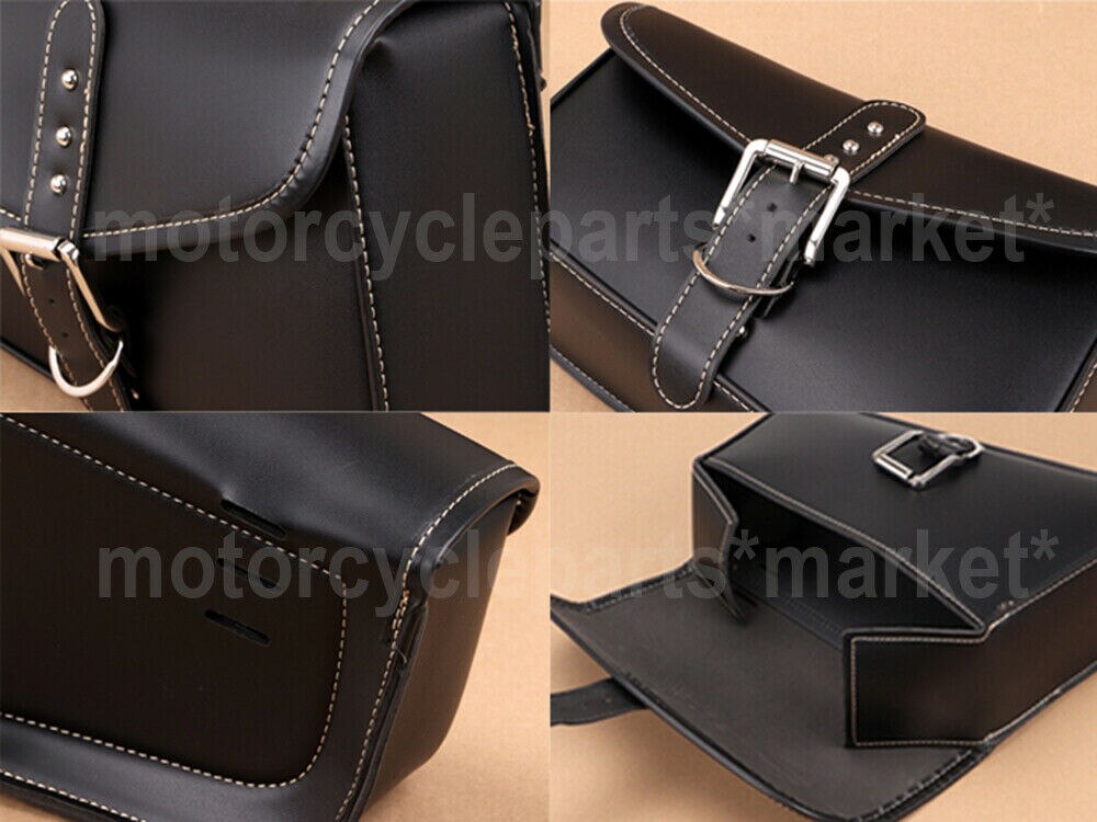 Black PU Leather Side Saddlebags For Harley Davidson Sportster XL883 XL1200