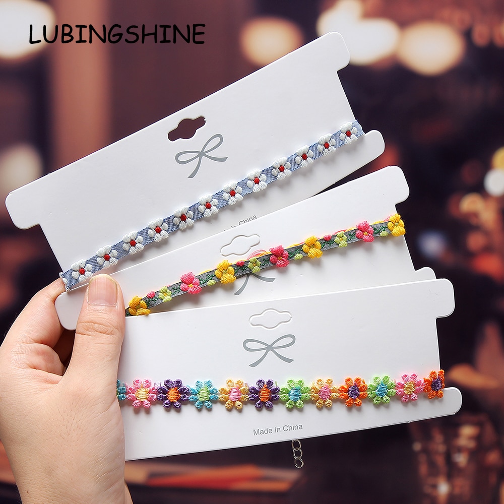 Korea Boho Bloem Charmes Ketting Ketting Choker Voor Vrouwen Meisje Harajuku Halsbanden Leuke Daisy Stof Kant Sieraden Vriendin