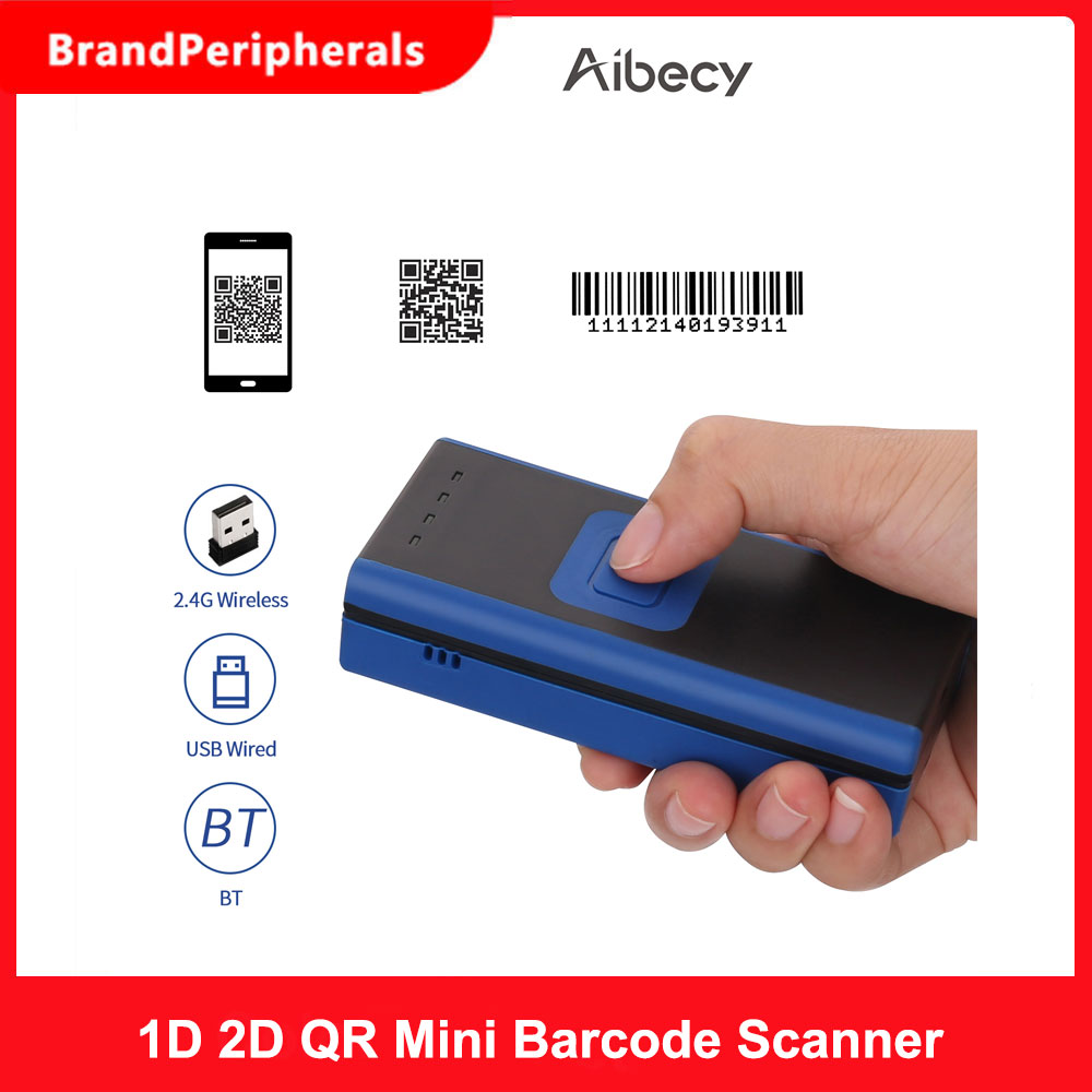 Handheld 1D 2D QR Mini Barcode Scanner 3-in-1 BT&amp; 2.4G Wireless &amp; USB Wired Bar Code Reader Portable Scanner Support Screen Scan