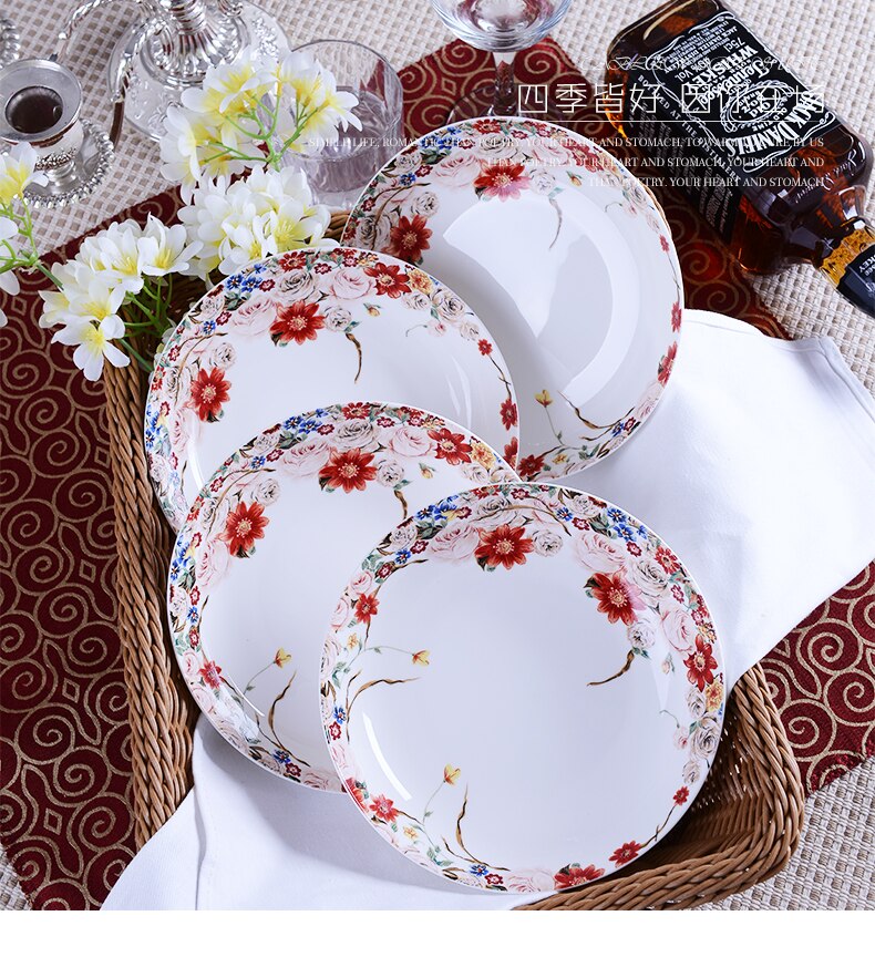 4pcs, 8inch, fine bone china serving plate dinnerware, ceramic dinner plates, porcelain buffet charger plate, pasta plate baking