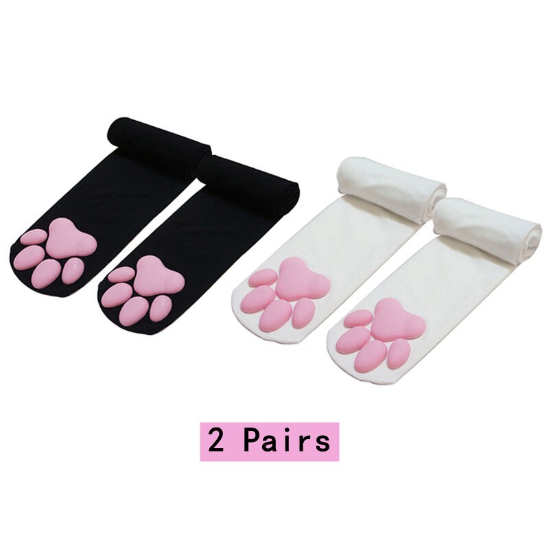 Calze con zampa di gatto per donna calze stampate in 3D Kawaii coscia di cotone alta sopra il ginocchio Cosplay morbido carino sexy: Style4