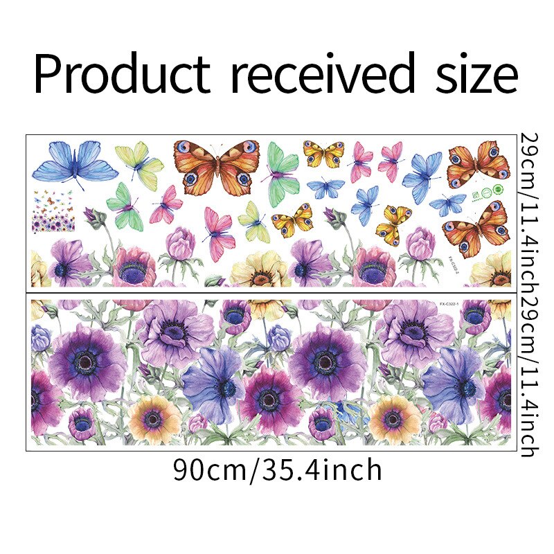 Purple Daisy Flower Butterfly Wall Stickers Bedroom Living Room Dining Room Home Wall Decor Wallpaper Purple Flower Wall Sticker