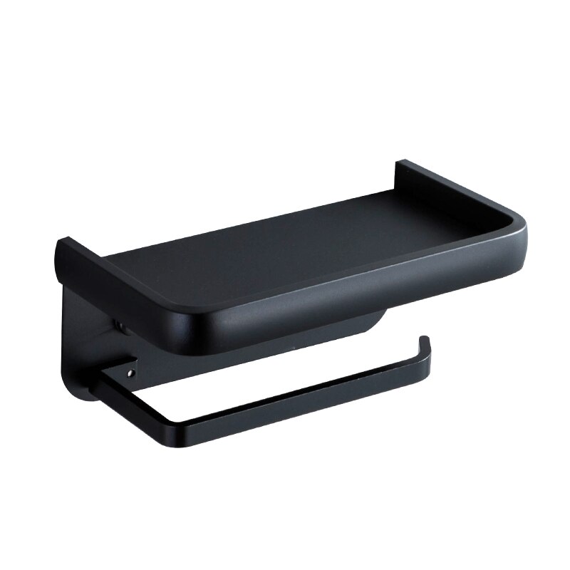 Soporte de papel higiénico montado en la pared para baño, portarrollos de aluminio negro mate, soporte de papel de cocina