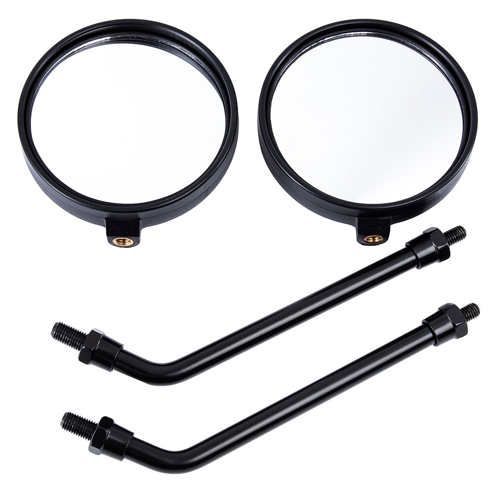 2Pcs Universal Motorcycle Zwarte Ronde Spiegel Fit Voor Meest 10Mm Draad Dia Achteruitkijkspiegel Zijspiegels