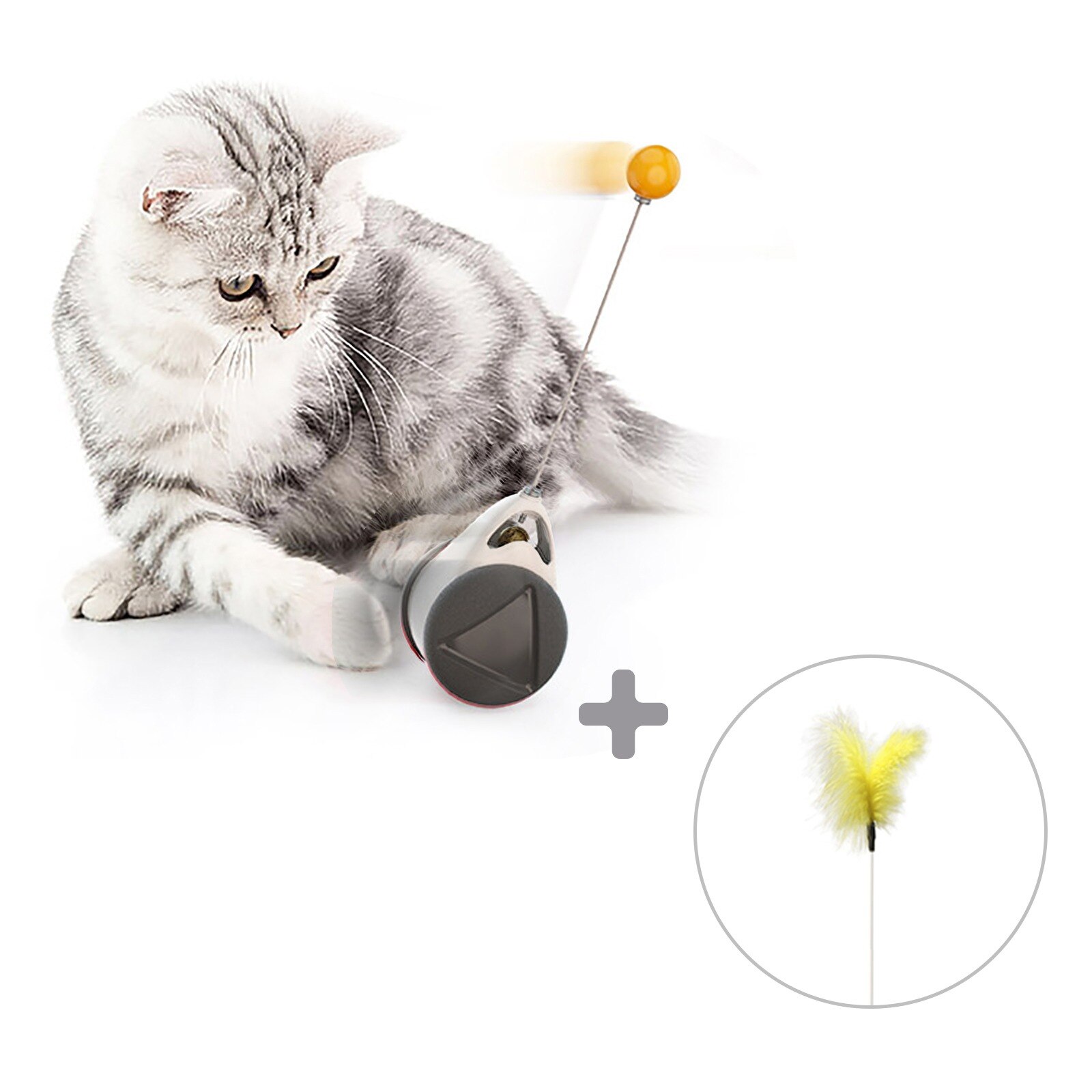 Juguete para gatos con luz Led recargable por USB, bola autogiratoria de 360 grados para mascotas, juguetes interactivos inteligentes con activación por movimiento: black