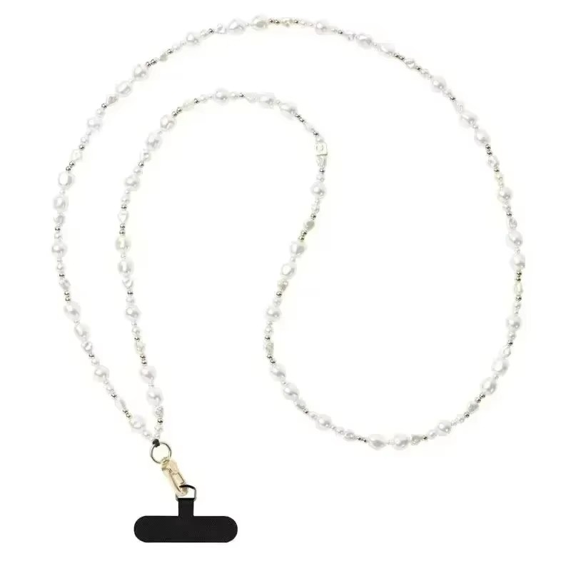 Gouden en zilveren metalen lange ketting, universele telefoonkoord, telefoonhanger.: Grijs