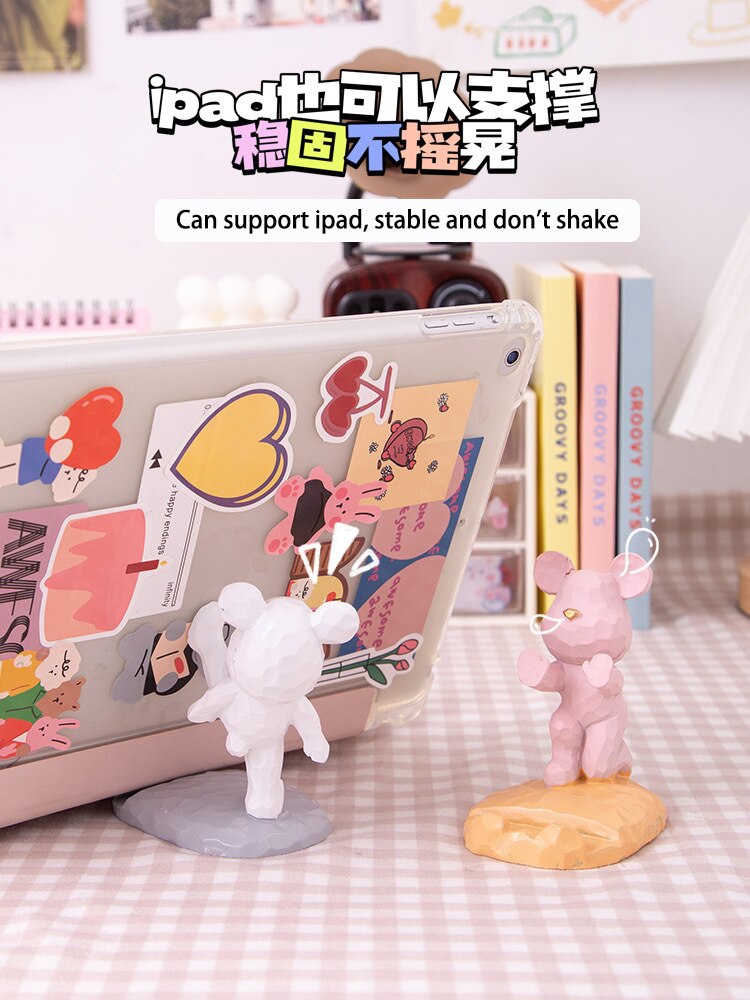 Creatieve Mode Schattige Beer Mobiele Telefoon Houder Desktop Versieren Ornament Meisje Valentijnsdag Aanwezig Stevige Mobiele Telefoon Houder