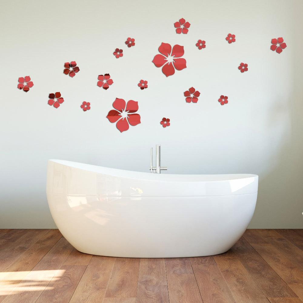 Pegatinas de acrílico para pared DIY con de flores, pegatinas para pared, sala de estar murales para, cuarto de niños, cuarto de baño hermoso: R