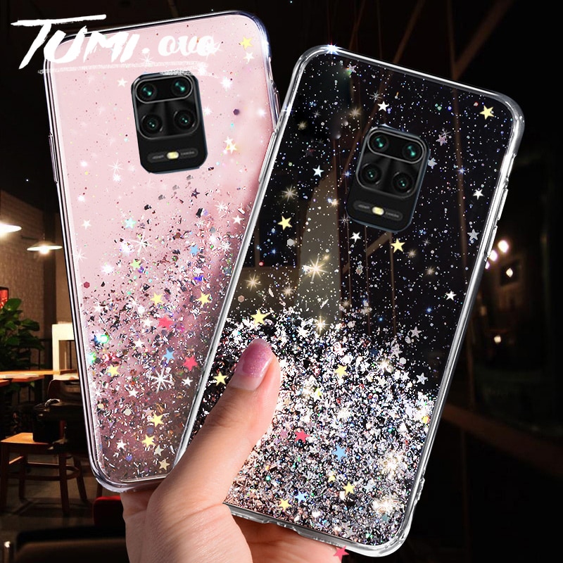 Funda transparente con purpurina para Xiaomi Redmi Note 9 S 9 S, funda trasera suave y brillante con lentejuelas para Redmi Note 9 Pro