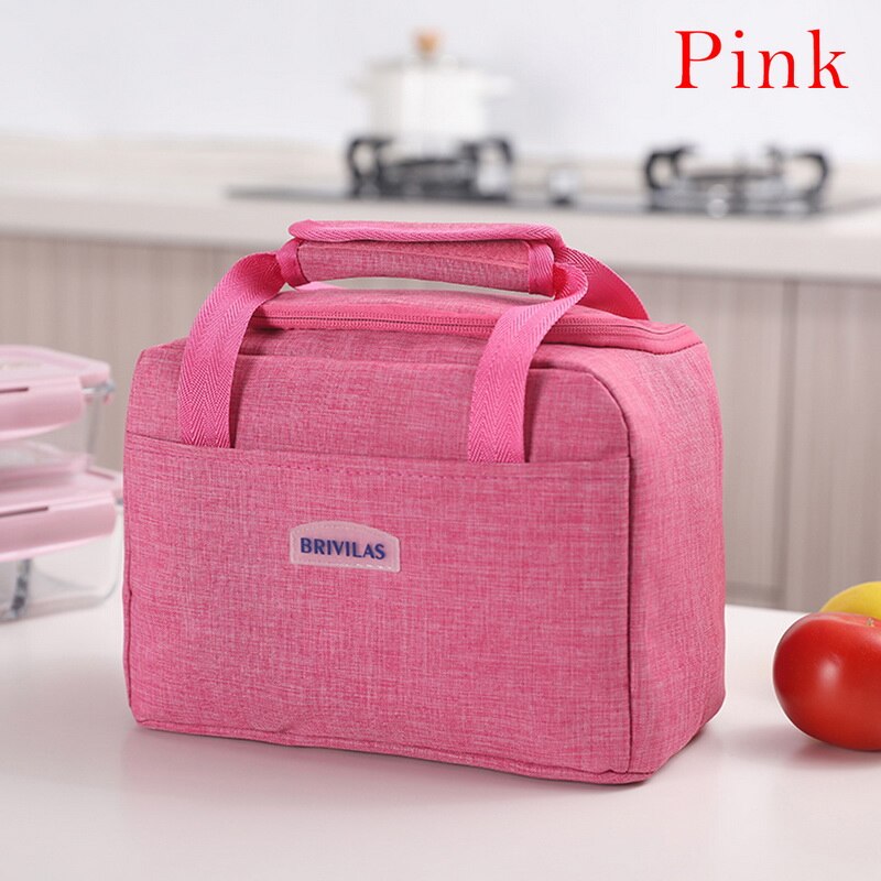 Tragbare Lunch Box Für Frauen Handtaschen Solide Kühler Picknick Taschen Isolierte Thermische Mittagessen Taschen Kinder Schule Lebensmittel Lagerung Tasche: Pink