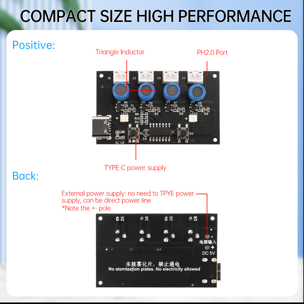 Humidifier Module DIY Kit Nebulizing Control Board Ultrasonic Nebulizer Mist Maker Driver Circuit Board 4 Fogger Atomization
