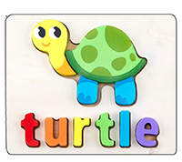 Wooden Animal Puzzle Montessori Letter Puzzle Preschool Learning Educational Game Baby Toddler Toys for Children: Turtle