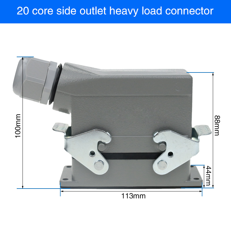HDC-HE4 6 10 16 20 24 32 48 Core Pin 16A Rectangular Heavy Duty Connector Waterproof Aviation Plug Top And Side Line Connector: Silver