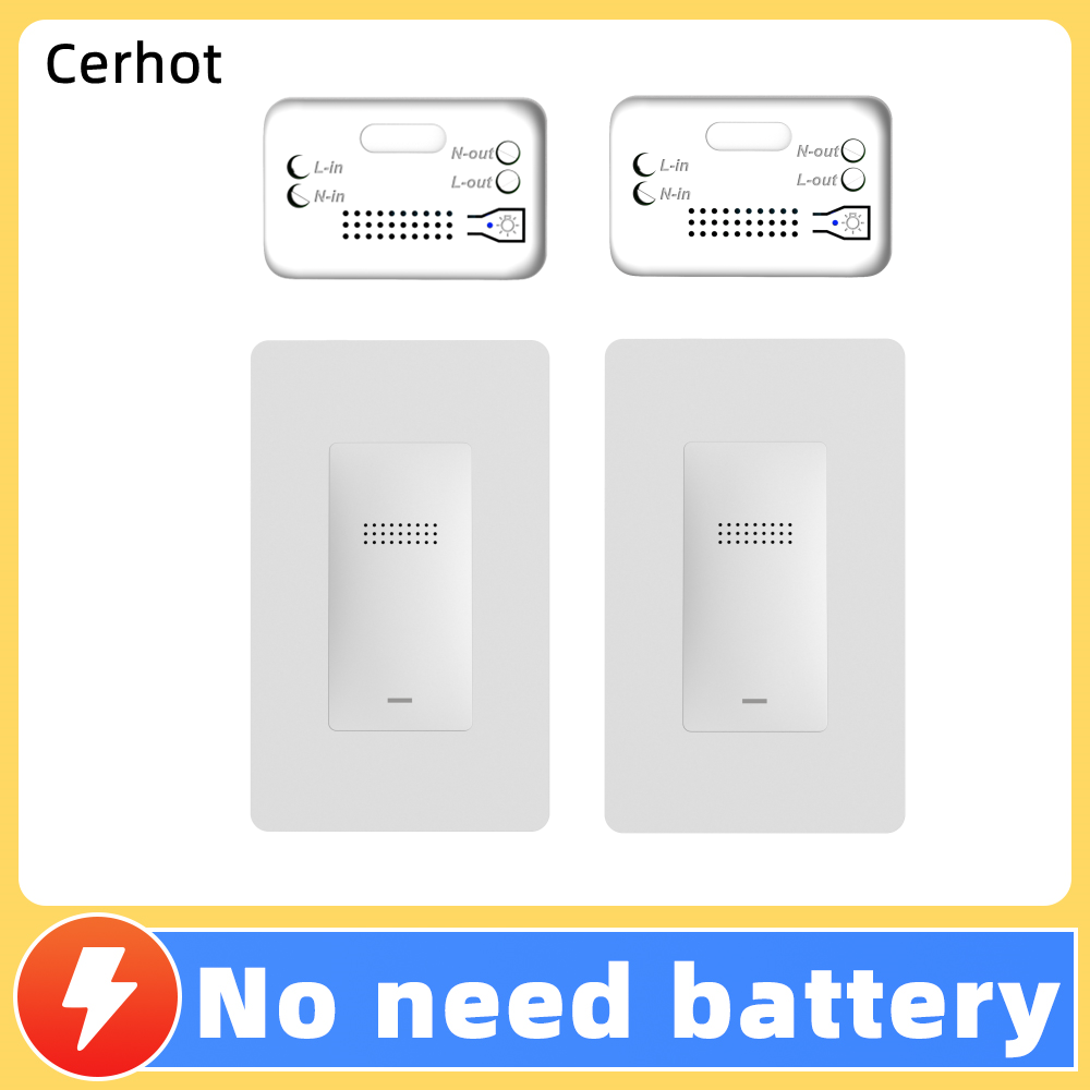 Cerhot interrupteur sans fil auto-alimenté bouton poussoir recevoir relais marche/arrêt interrupteur d'éclairage mural RF pas de batterie pas de câblage interrupteur de lampe à LED