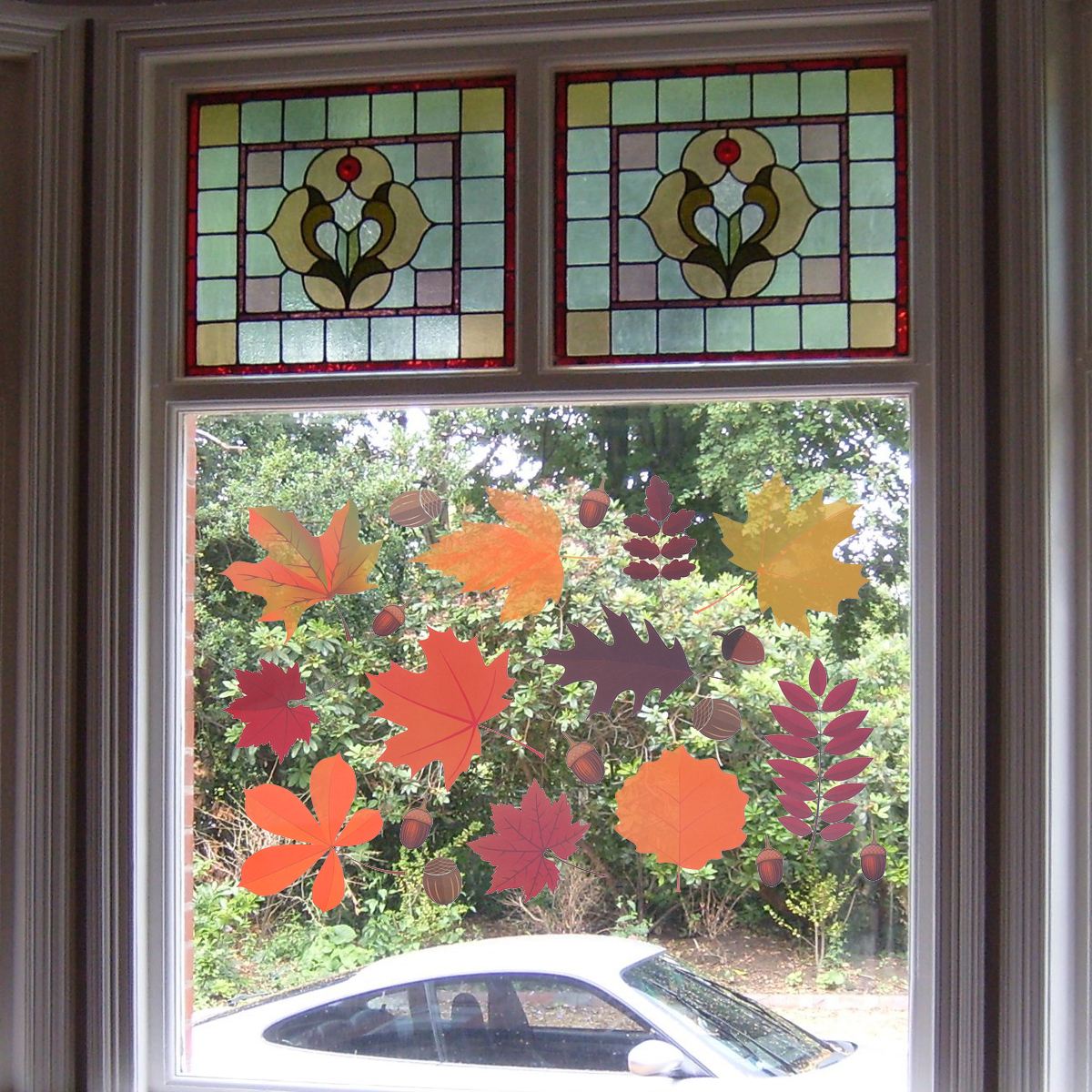 4 Sheets Autumn Style Stickers Glass Window Stickers Maple Leaf Wall Decals Glass Window Film Stickers Party Decoration