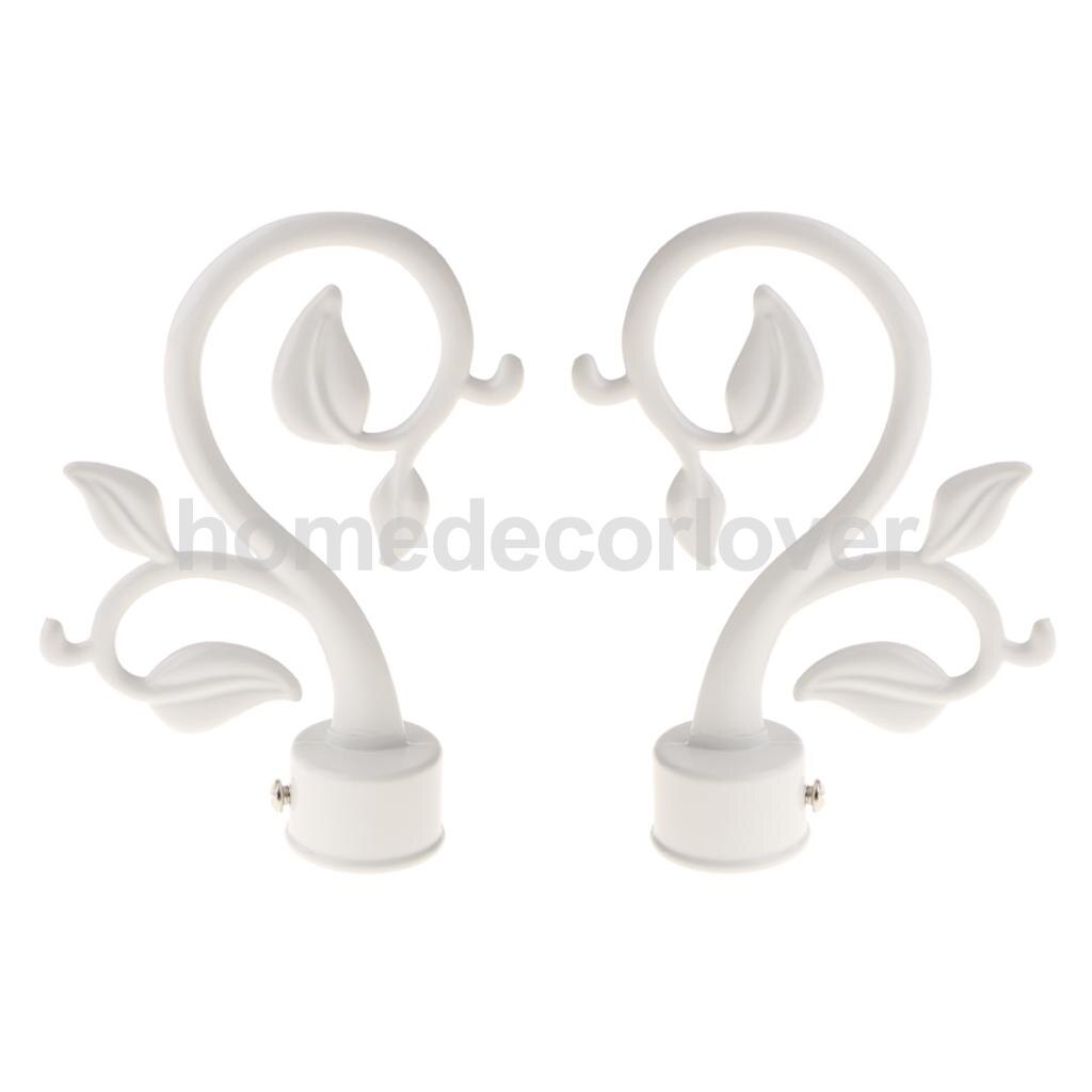 2Pcs Window Curtain Rod Drapery Pole Finals Decorative Heads Cap 28mm Inner Diameter: Leaf White 