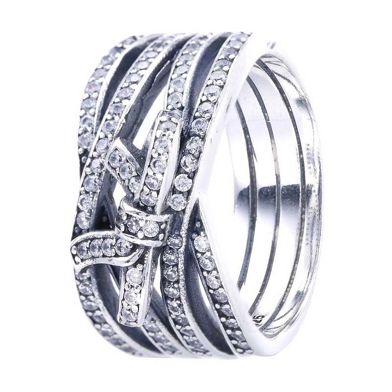 Autentiske 925 sterling sølv ring sarte følelser bånd vride ringe til kvinder bryllupsfest fine smykker