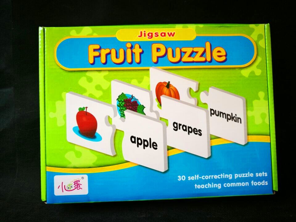 Fruits Puzzle English Cardboard Puzzle English Enlightening Early Education Learning Children's Cognitive Puzzle Toy