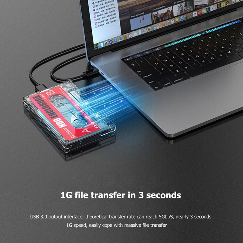 ORICO 2580U3 Transparent 2.5'' USB3.0 HDD SSD Case Hard Drive Enclosure with DIY Stickers Cassette Tape Like Appearence S