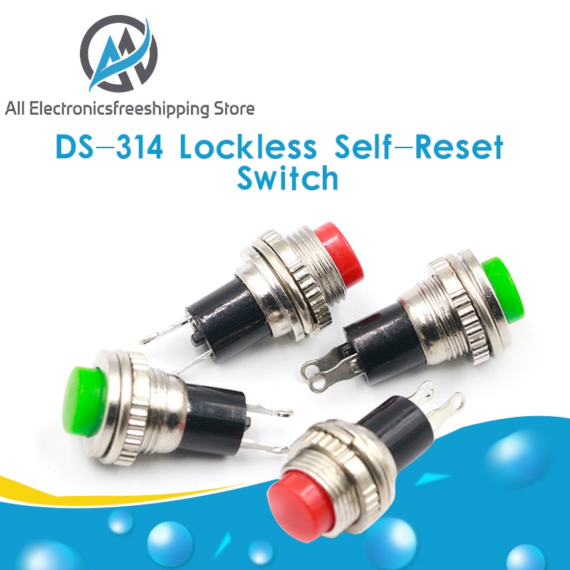 10pcs White Red Green Blue Black Yellow Panel Mount Round Normal Open NO 10mm Momentary OFF-(ON) Push button Switches DS-314