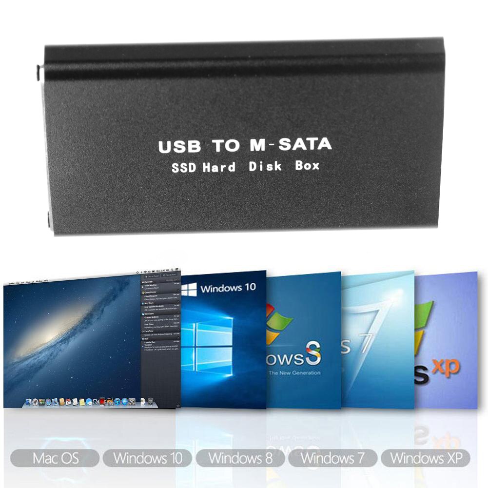Gudga msata till usb-väska mini sata till usb 3.0 ssd-väska hårddiskhölje aluminium extern låda för bärbar stationär bärbar dator