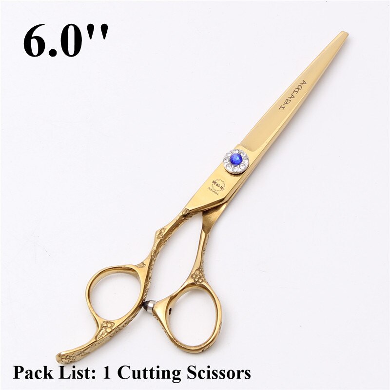 A8002 6.0 '' lefty 440c aqiabi guld klippesaks tyndere saks frisør saks hår saks klipning sæt: A8002 jin  c 6n