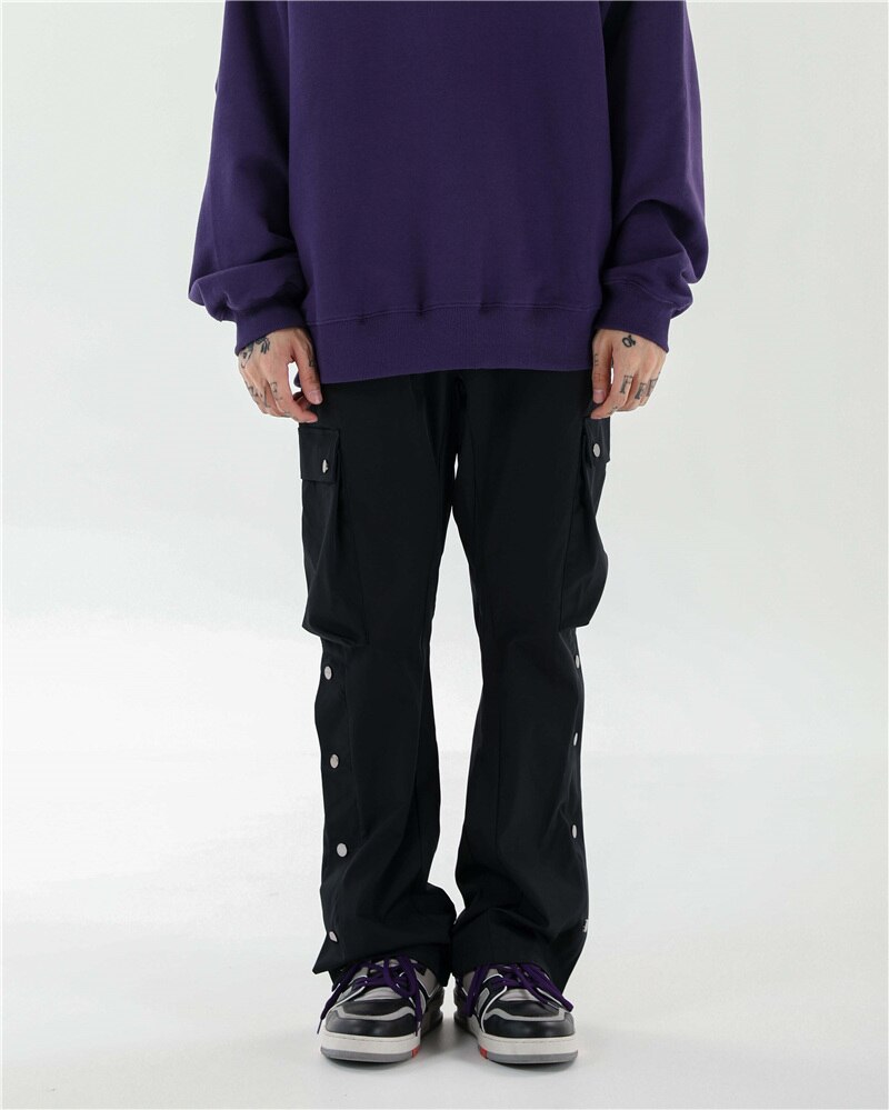 Mannen High Street Flare Broek Casual Lange Broek Blauw L2