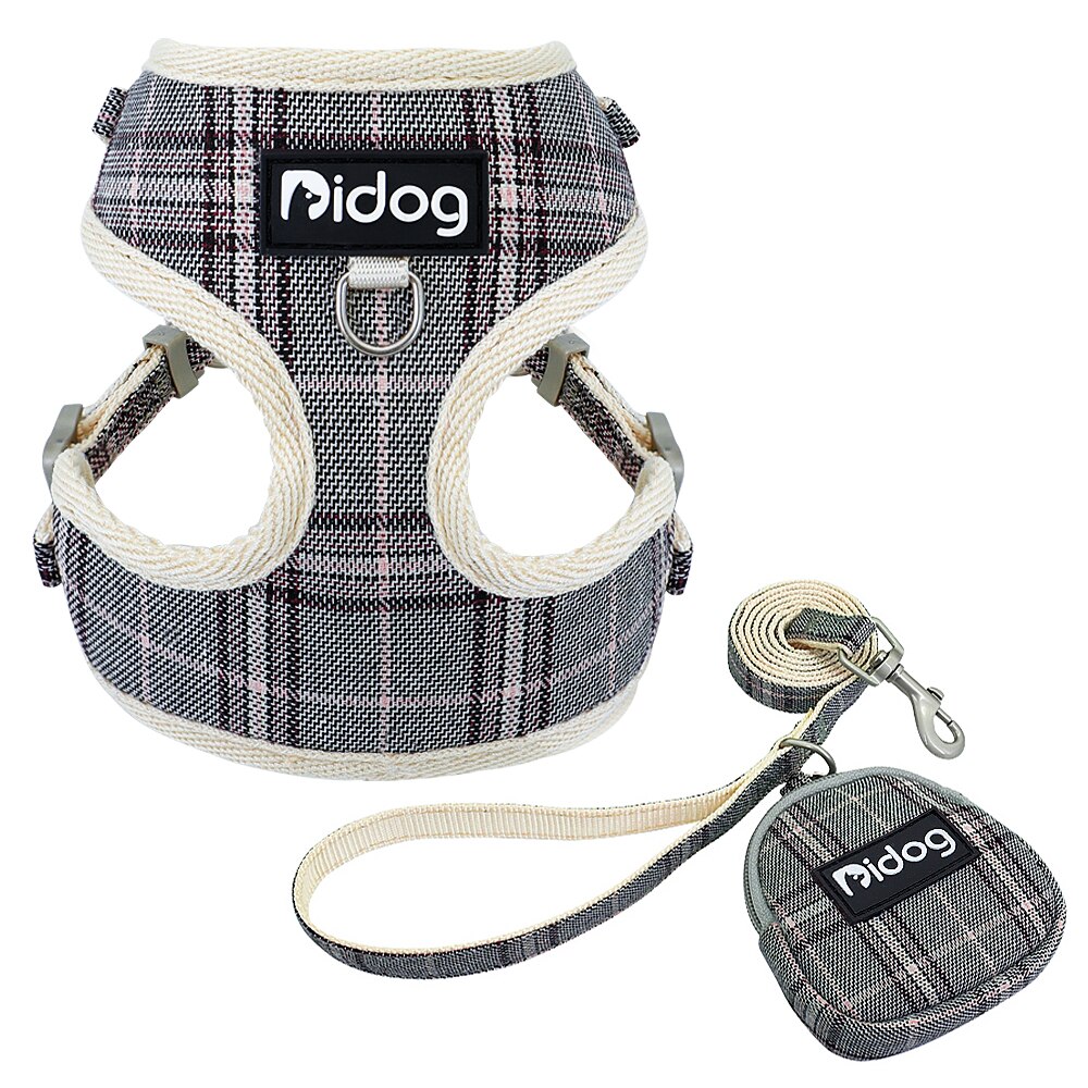 Ademend Harnas Hond Aangelijnd Set Mesh Hond Kat Harnas Vest Puppy Harness En Leash Met Zak Voor Kleine Middelgrote Honden huisdier Chihuahua: Grijs / S