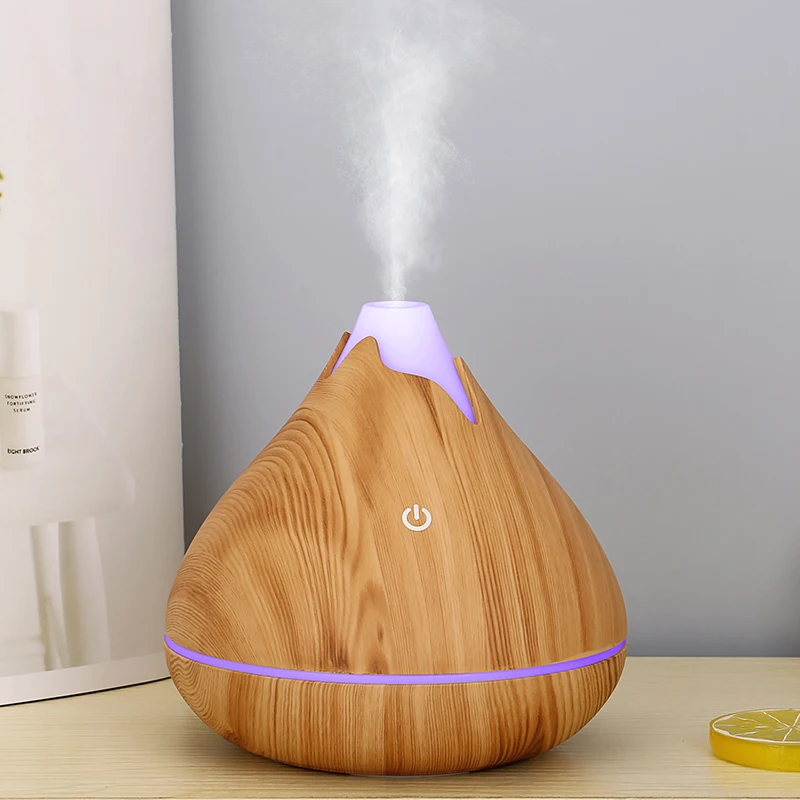 Diffuseur d'huiles essentielles d'aromathérapie, humidificateur d'air à ultrasons télécommandé, bois Mars, frais avec 7 documents, lumière LED, 350ml: kaki foncé